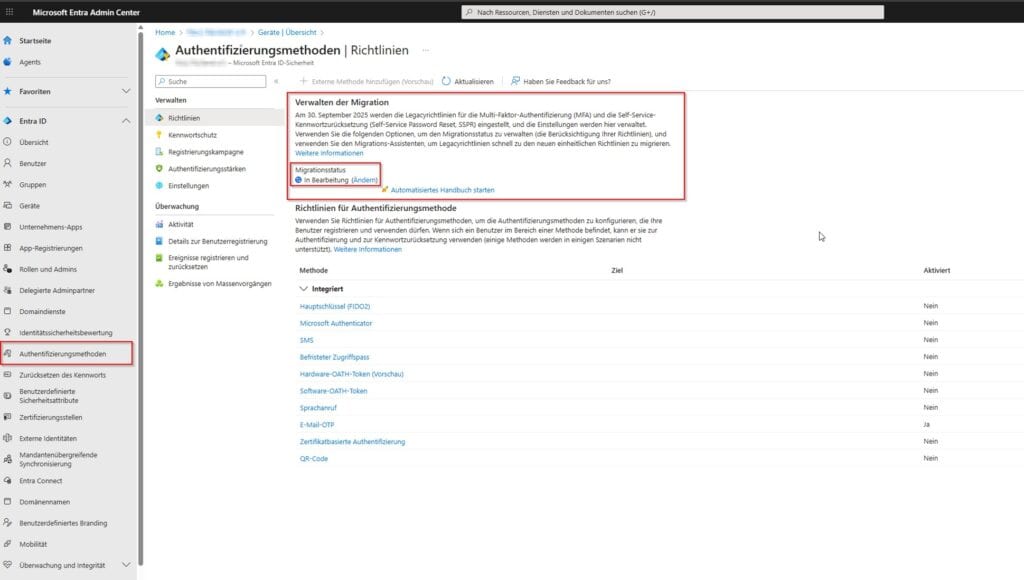 Microsoft Entra ID-Authentifizierungsmethoden